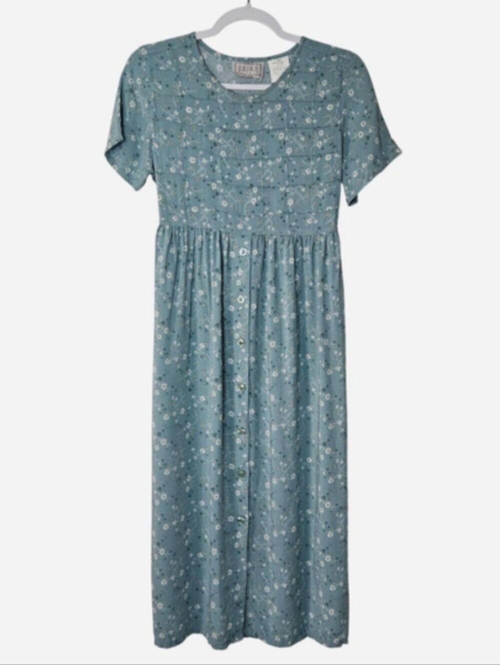 Erika Studio Petites Vintage 90's Floral Cottagecore Midi Dress MP Sage Green